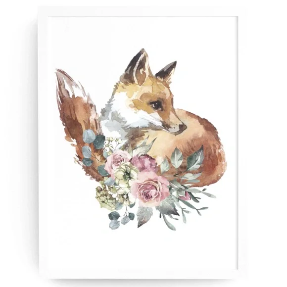 Watercolor Red Fox Wall Art Print Poster Illustration Unframed - Picture 1 of 17